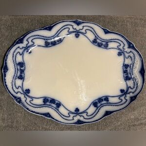 Antique New Wharf Pottery “Paris” pattern Flow Blue Large Serving Platter